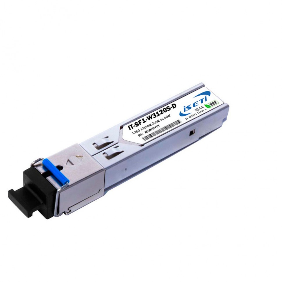 Модуль SFP WDM, 1.25Гбит/с, 1310/1550нм, 20км, SC, DDM, INDASTRIAL в Краснодаре