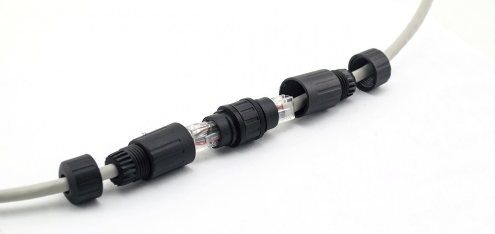 Соединительный модуль RJ45, cat.6, герметичный  (IP68), цанг зажимы, экранированный, черный в Краснодаре